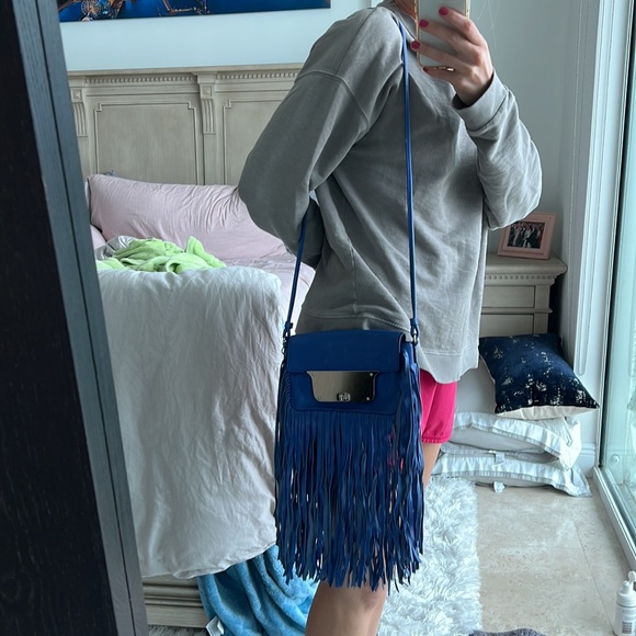 Milly Isabella Fringe Crossbody Bag in French Blue, genuine leather - Picture 3 of 6